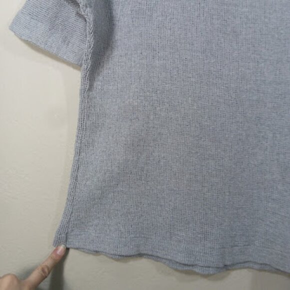 Standard James Perse | Grey Open Slub Waffle Knit Cotton Short Sleeve T-Shirt 0 - Picture 3 of 9